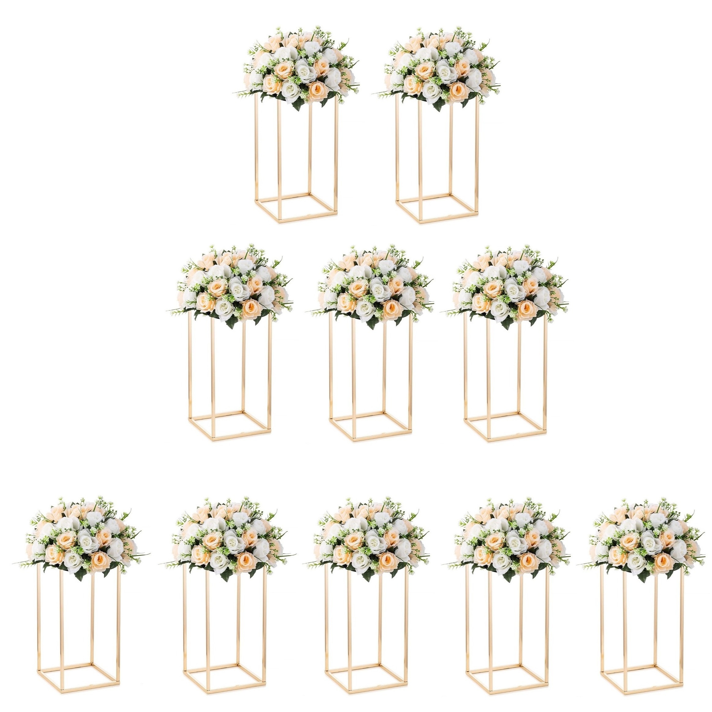 

Set Of 10 Metal Rectangular Flower Stands, 15.75inch Flower Vase Metal Flower Stand, Geometric Flower Rack For Wedding Decorations, Event, Home, Party