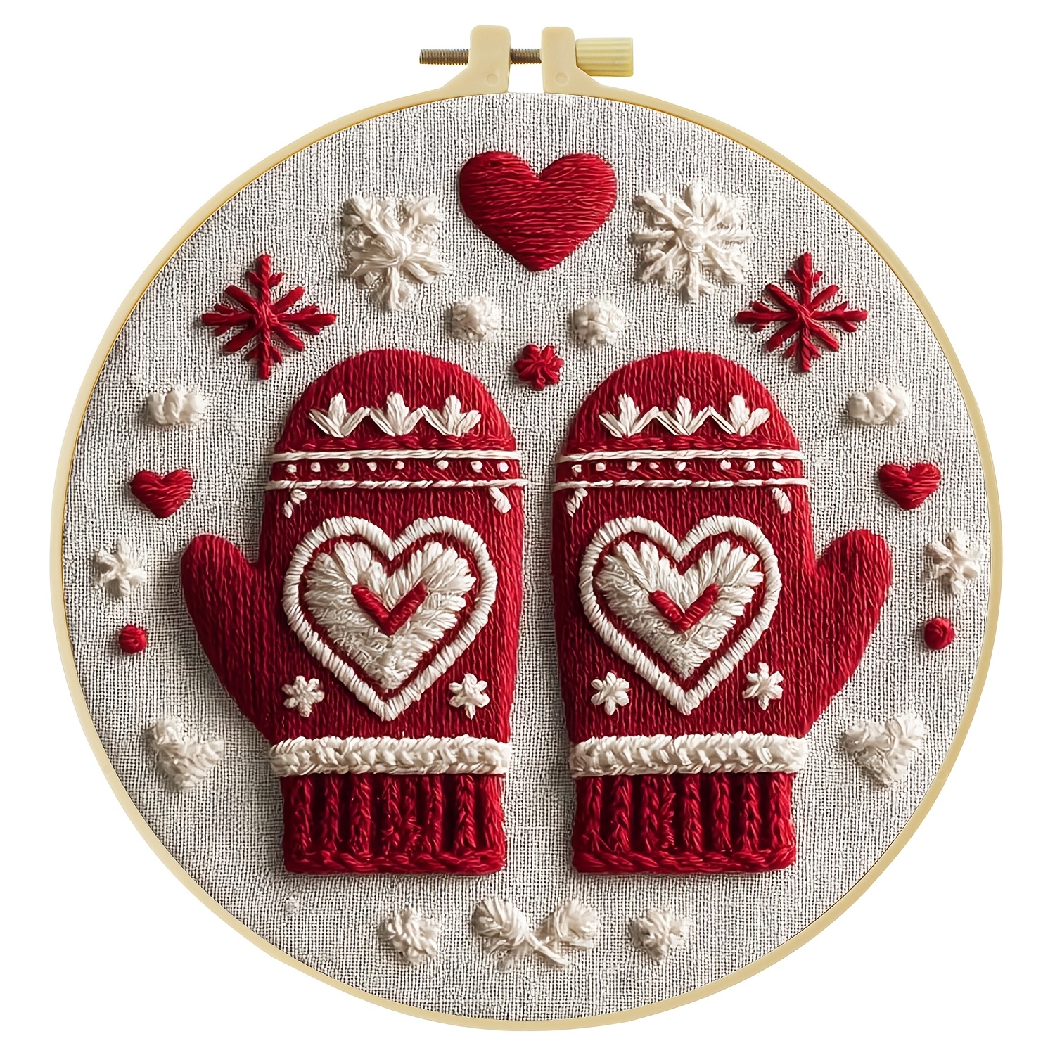 TEMU 1 Kit de Broderie, 20x20cm/7,9x7,9 pouces, Motif Gant Chaud, Kit de Broderie DIY , Idéal pour les Amateurs de Broderie Adultes Débutants, Inclut