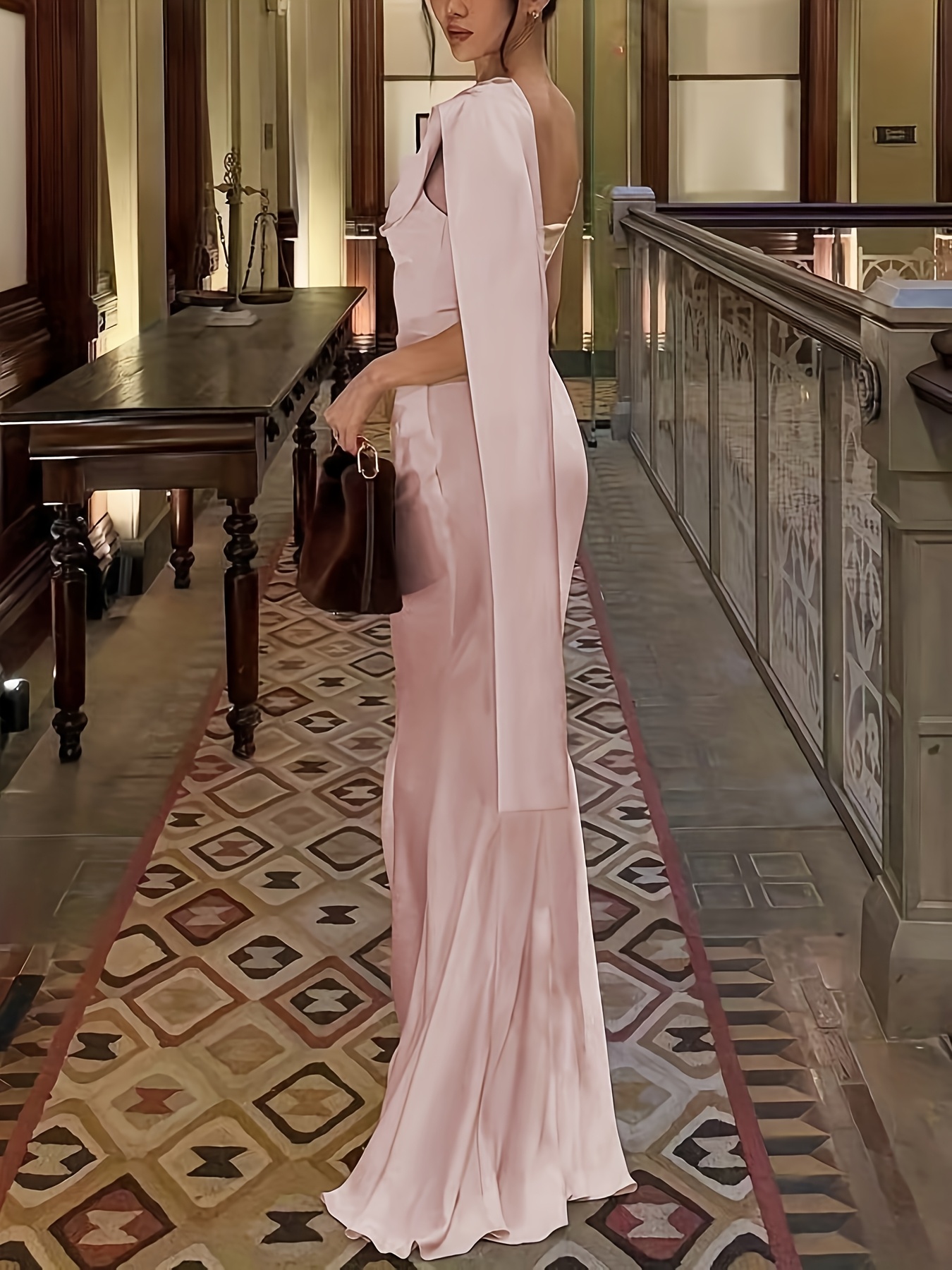 strapless open back dress 100% Linen Asymmetrical Pleated Round Neck Midi Dress YOLANDA – LINTICO main image 0