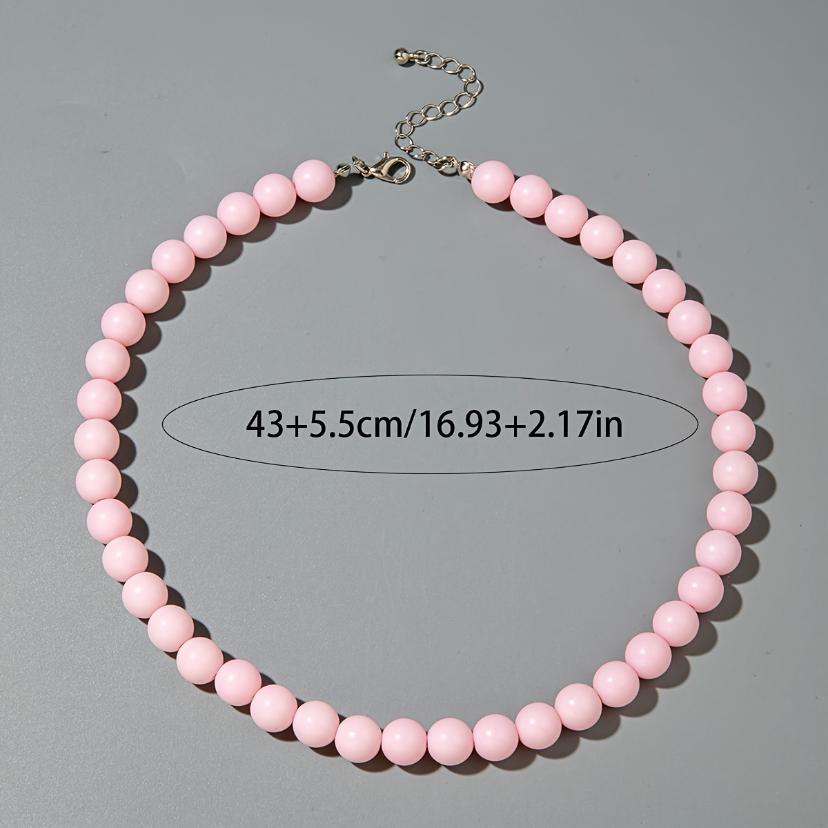 Dopamine-Colored Acrylic Round Beaded Chain Necklace
