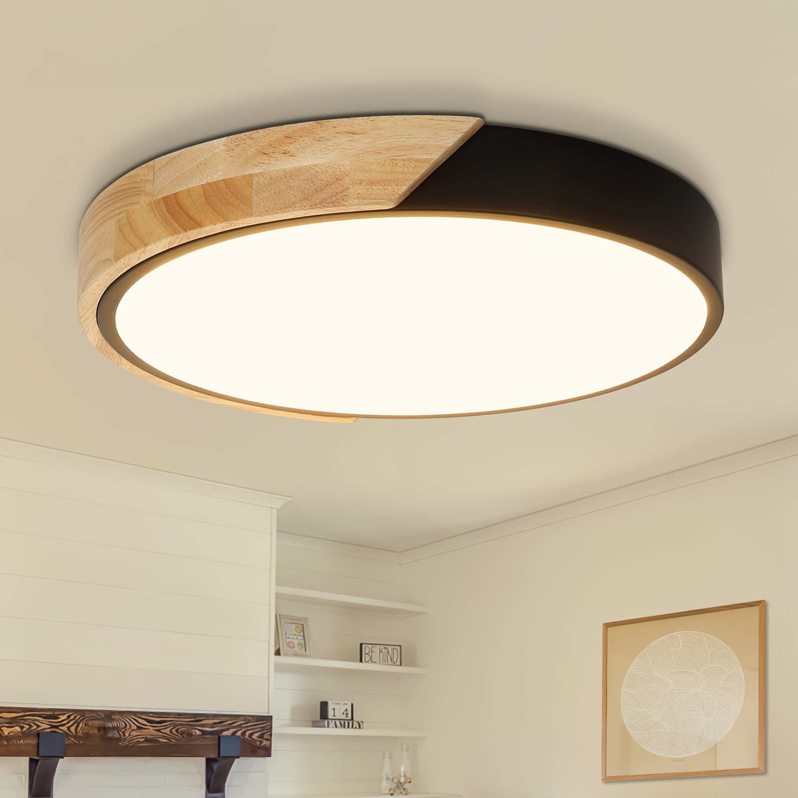 

Kimjo Led Ceiling Light Wood 24w, 6000k, White 4500k, Warm White 3000k, Ceiling Light 2400lm 6000k 3000k, Led Ceiling Light 30cm Round For Room Dining Room Bedroom Hallway Bedroom