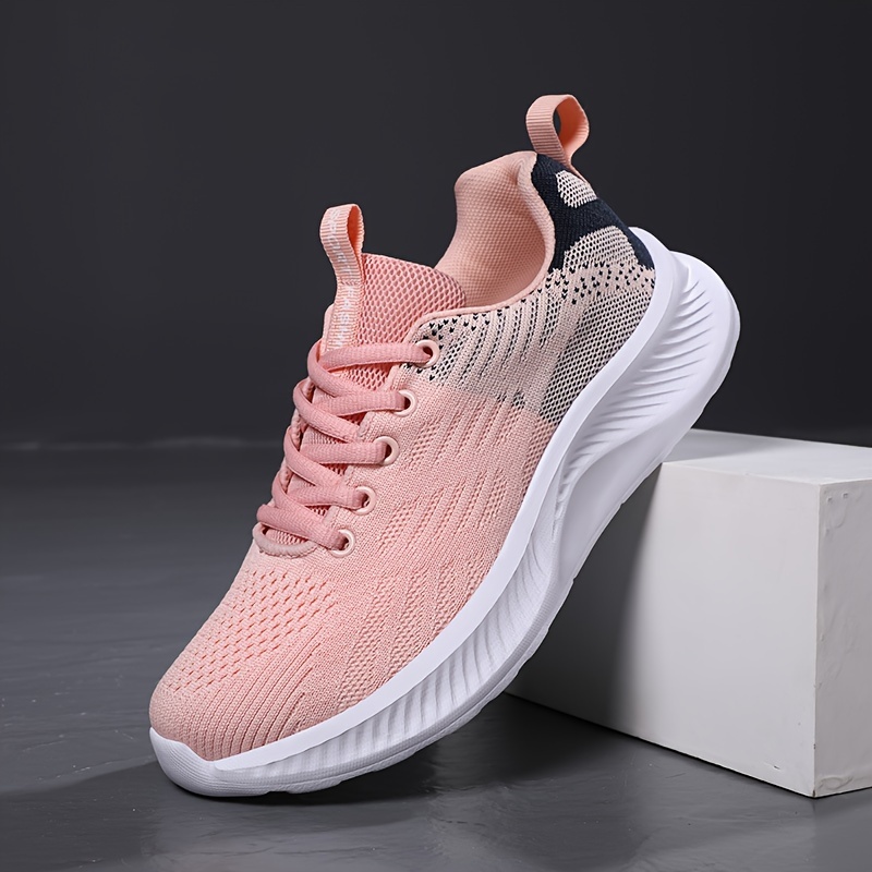 

Casual Breathable Woven Shoes For Girls, Comfortable Lightweight Non Slip Low Top Lace Up Running Shoes For Indoor Outdoor, Spring And Autumn