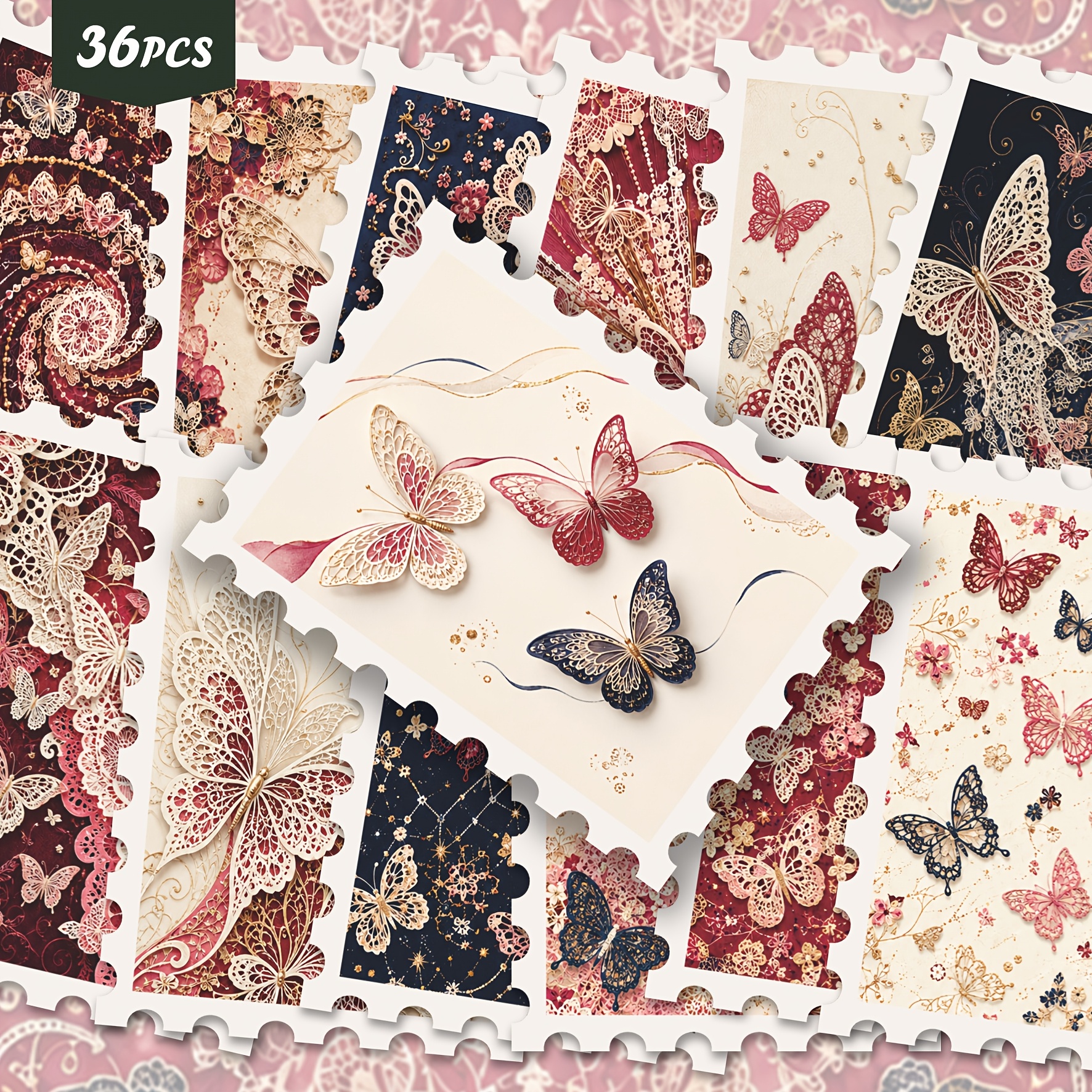 TEMU 36pcs Vintage Lace Sticker Set, Intricate Cutout Floral & Art Sticker Set For Journaling, Scrapbooking, Planner, Notebook, Card Making, Gift