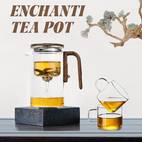 600ml enchanti tea pot glass kettle teapot with wooden handle one click switch tea filtration teapots glass tea pot