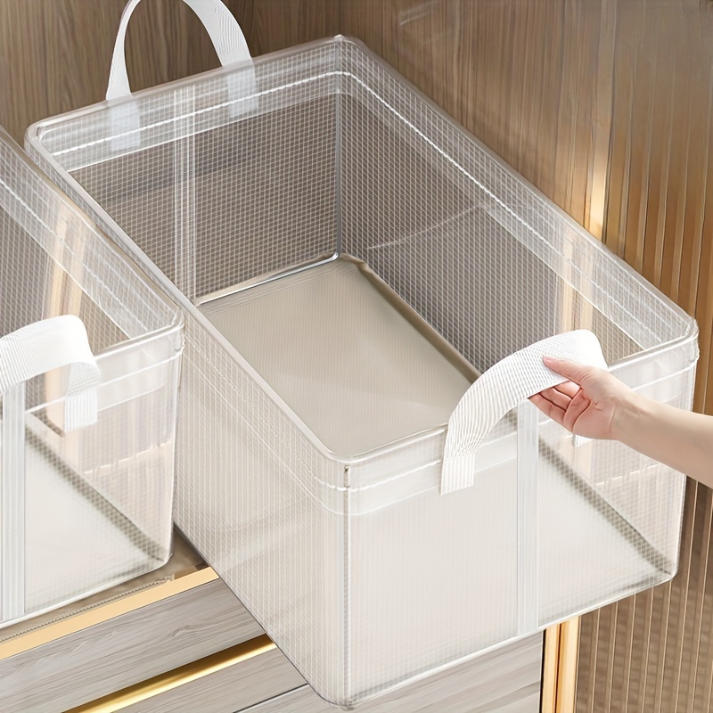 TEMU Waterproof Transparent Storage Box Stackable Foldable Storage Box, For Comforters, Bedding, Blankets, Clothes, Pillows, Decorations