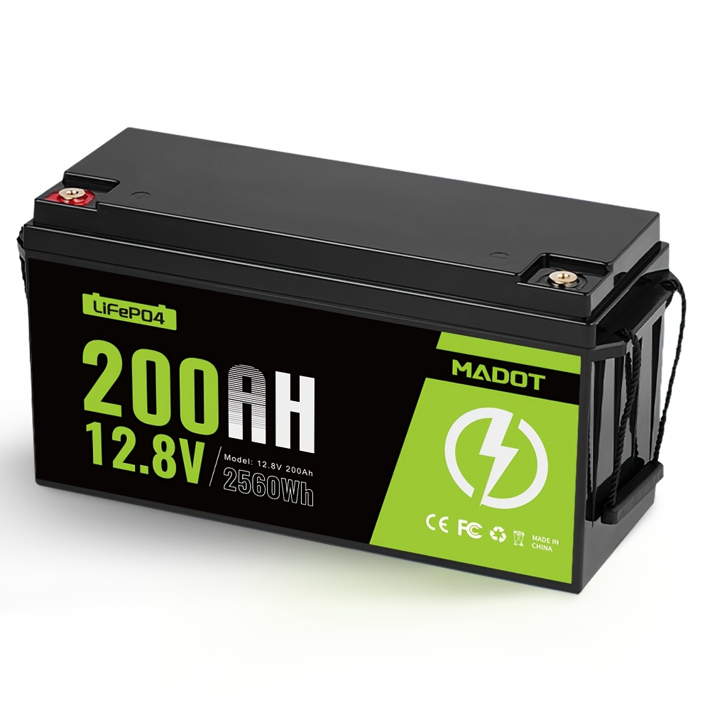 TEMU 12v 200ah Lifepo4 Battery, Built-in 200a Bms, 15000 Deep Cycles, 2560wh, 10 Years , Low Temp Protection Lithium Iron Phosphate Battery For , Rv,