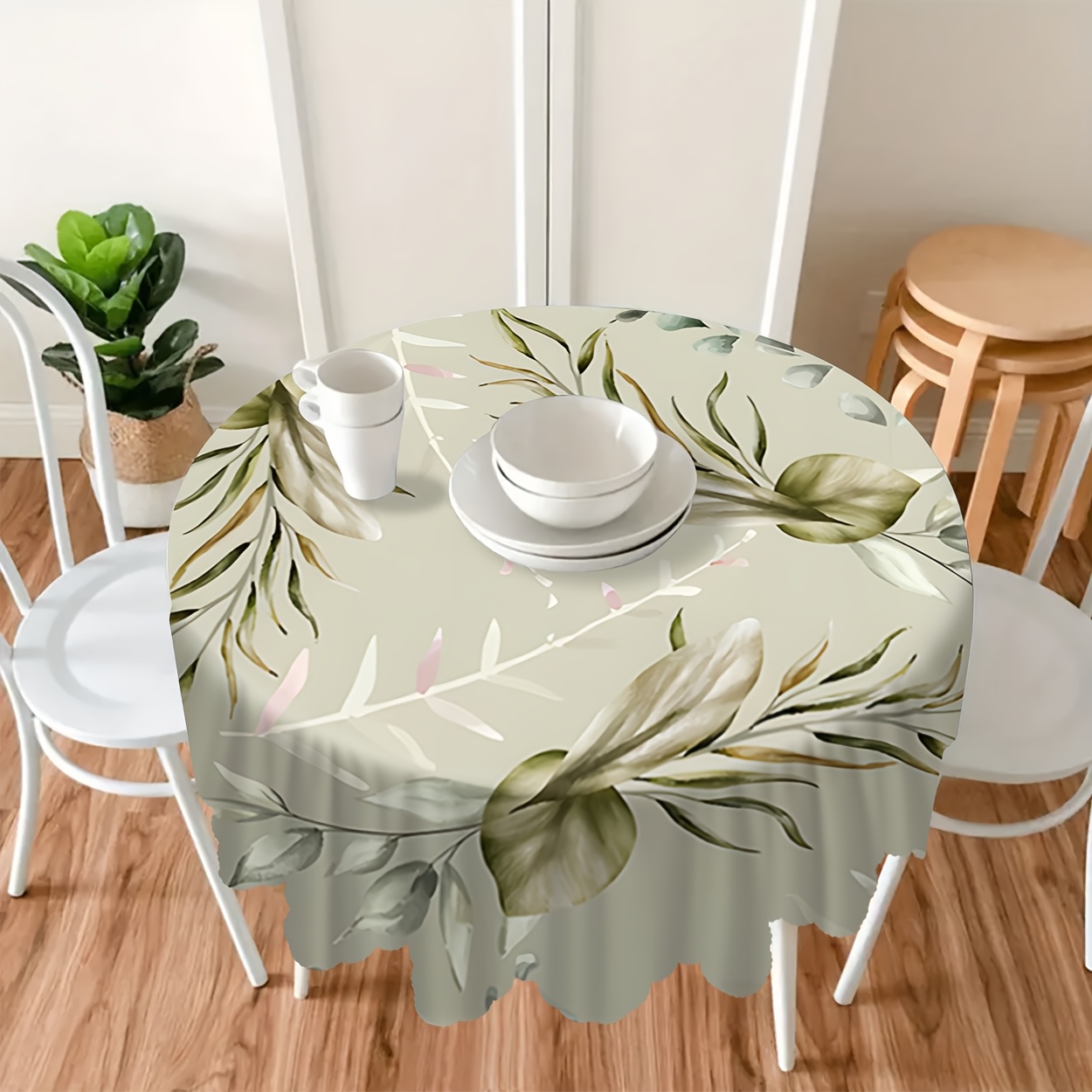 Image of 1pc, Polyester Material, Small Leaf Decor Tablecloth, 4 Sizes, No Wrinkles, Home Kitchen Table Cover, Suitable For Birthday Party Festival, Indoor And Outdoor Use, Home Decoration