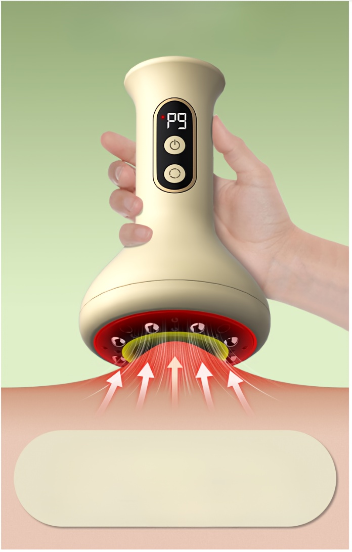 9-Speed Adjustable, 8-Silver Bead Scraping Instrument for Legs, Back & Arms - USB Rechargeable, 1200mAh Lithium Battery, Massage Device with Digital Display, Massage Device|Modern Aesthetic|Adjustable Intensity