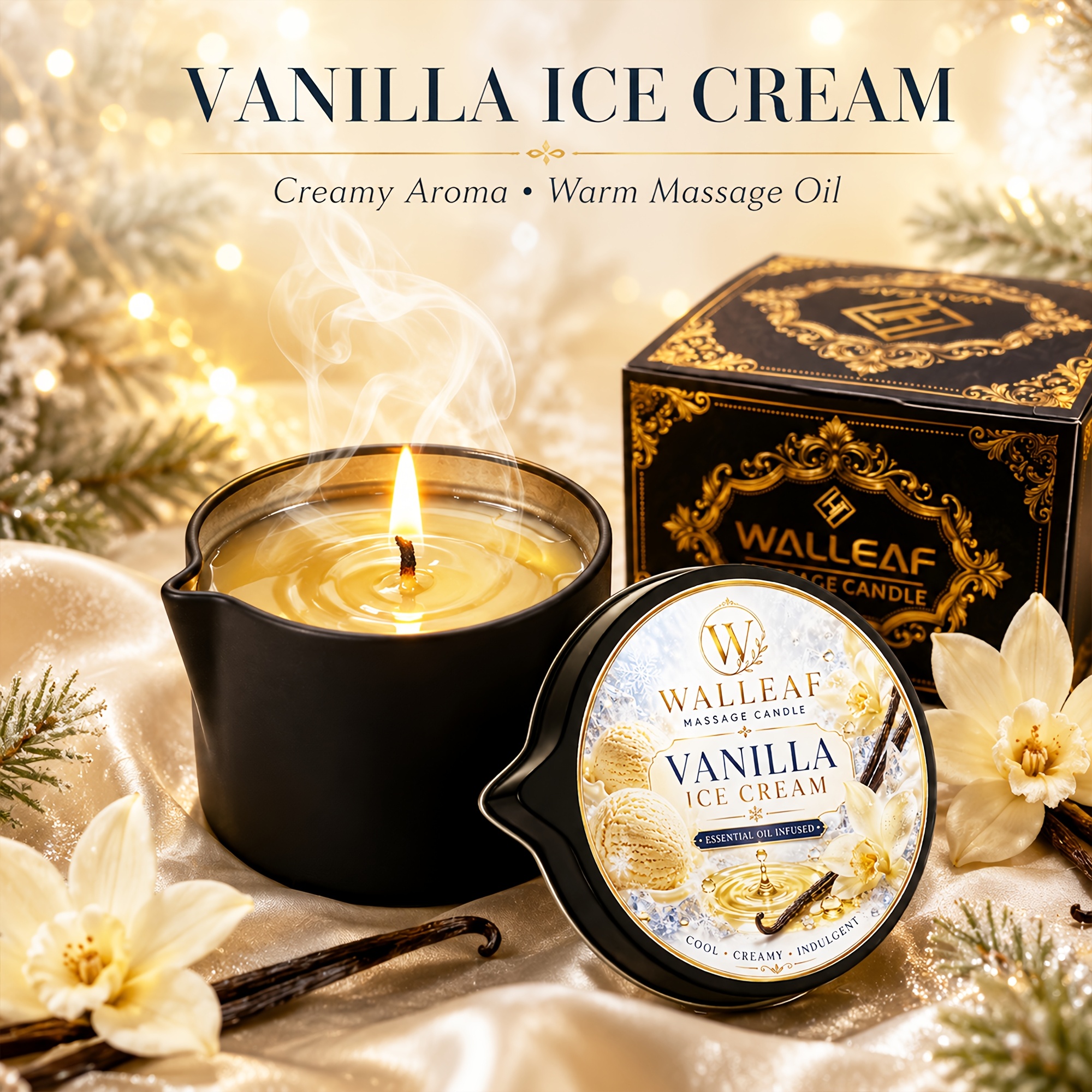 TEMU Dessert Scent Massage Candle, Walleaf Warm Melting Body Massage Oil, Home Spa Self Care Candle, Cozy Winter Christmas Fragrance, Holiday Gift,