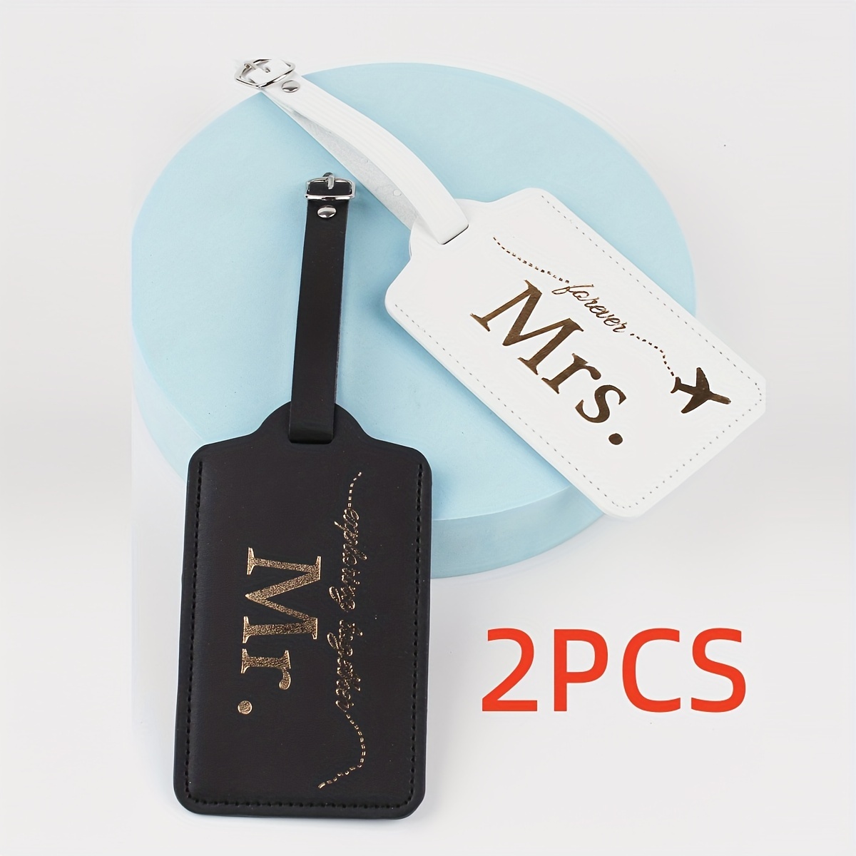 

2pcs Stylish And Lightweight Luggage Tags, For Flight Back To School, Pu Leather Simple Stylish Solid Color Student Women Men Couple Wedding Engagement Vacation Luggage Tags