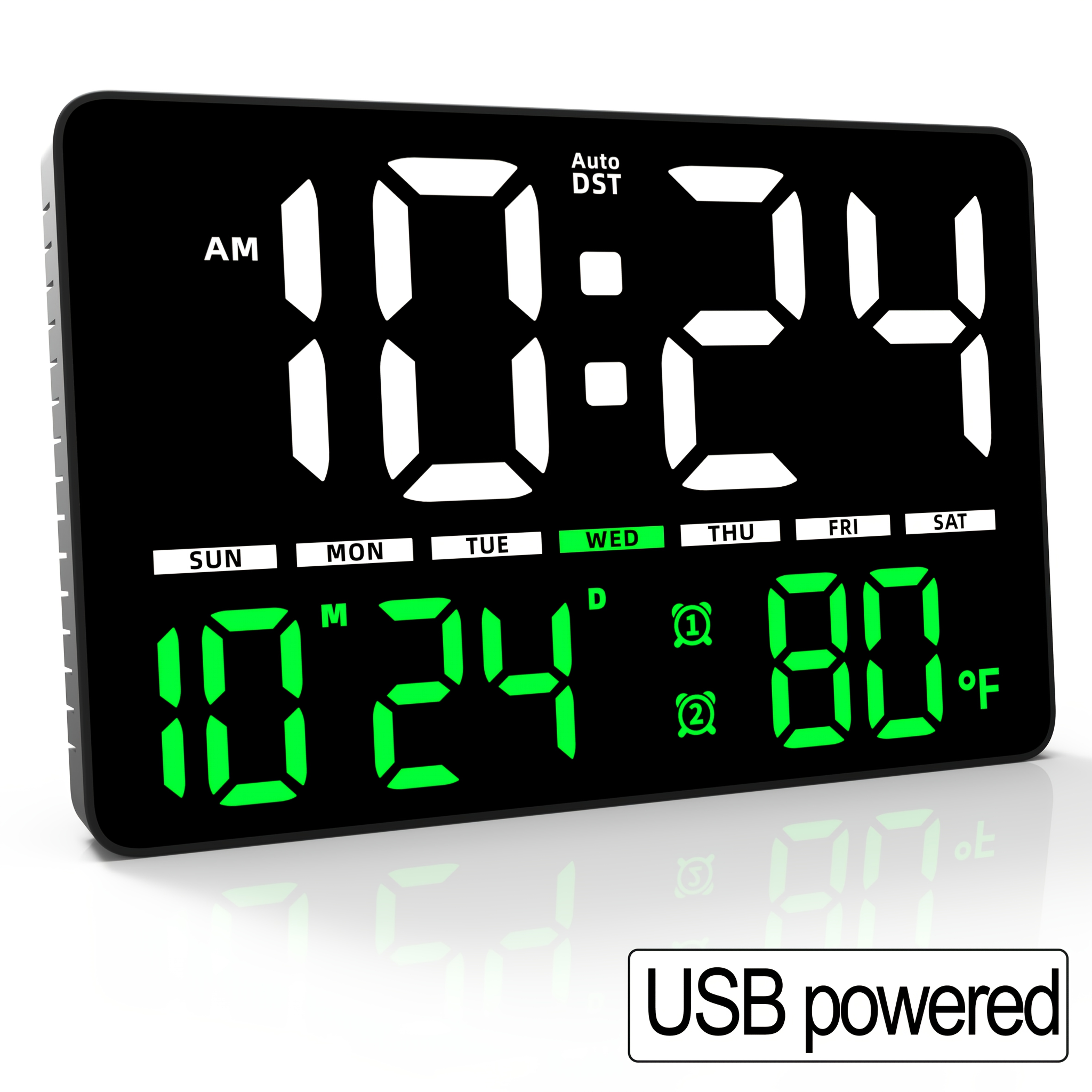 TEMU 1pc Multifunctional Large Led Wall Clock/table Clock, Can Display Time, Temperature, Date, And Daylight Saving Information, Home Decoration,
