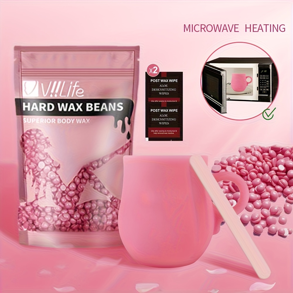 Diy Microwave Waxing Kit Pink - Hard Wax Beads With & Applicator For Hair Removal