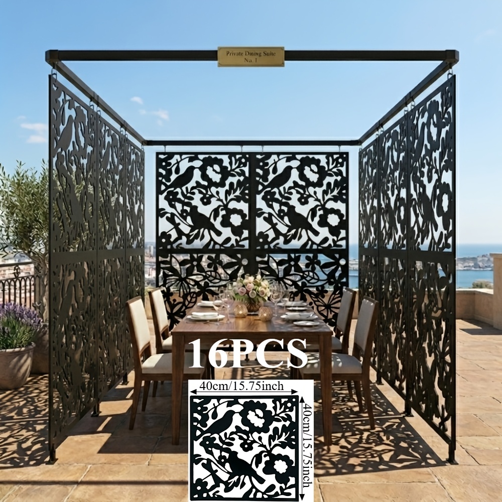 TEMU 16pcs Set Of Hanging Decorative Partition Screens Featuring Doves Of Peace And Floral Patterns. Diy-friendly Combination Screens Showcase Carved