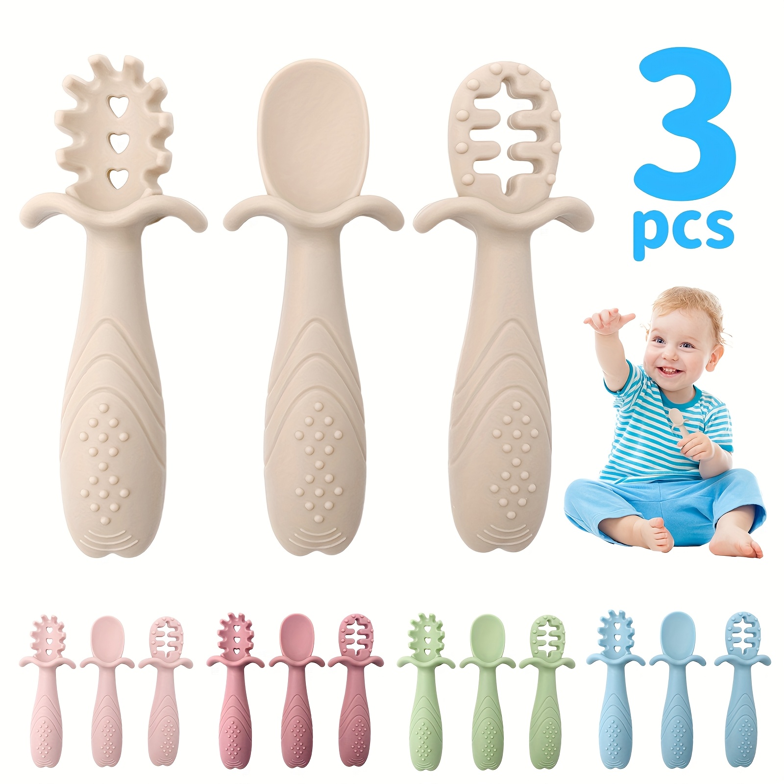 Set Di 4 Cucchiai In Silicone Per Bambini - Morbidi, Senza BPA, Per Svezzamento - Foto 11