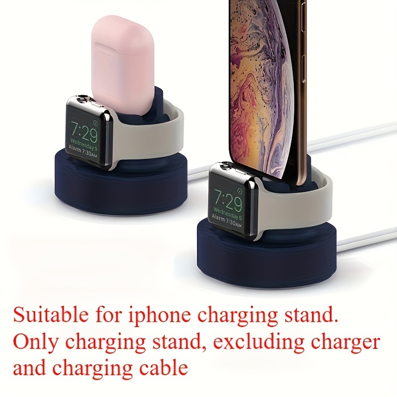 

1pc Silicone Charging Base Holder For Iphone/apple Watch/airpods, Does Not Charging Cable And Charger, Needs To Be Used With Charging Cable And Watch Charger