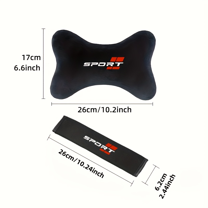 TEMU Sports Style And Extended Seat Belt Shoulder Pad Cover Combo, Soft Breathable Plush Material, Neck Support Breathable Soft. Cushion Comfortable