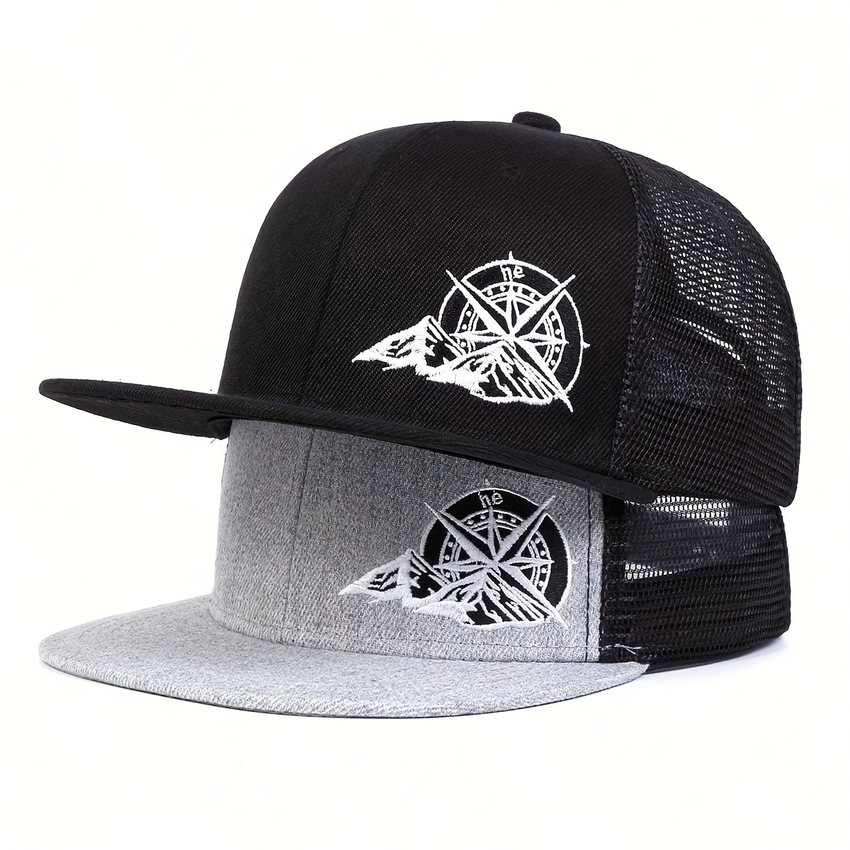 

Compass Embroidery Baseball Cap Trendy Hip Hop Mesh Trucker Hat Lightweight Adjustable Snapback Hats For Women Men