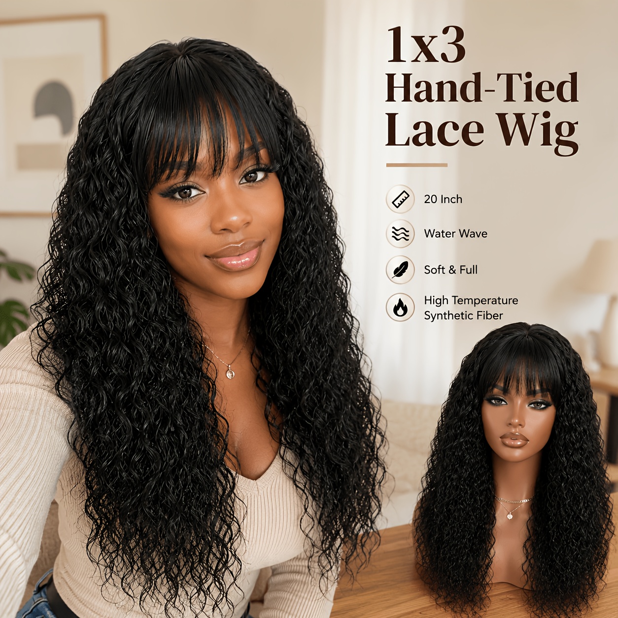 20 Inch Long Wavy Synthetic Wig with Bangs Heat Resistant Wigs for Women Daily 20 Inch Long Pink Wig With Bangs Wavy Heat Ok | eBay main image 4
