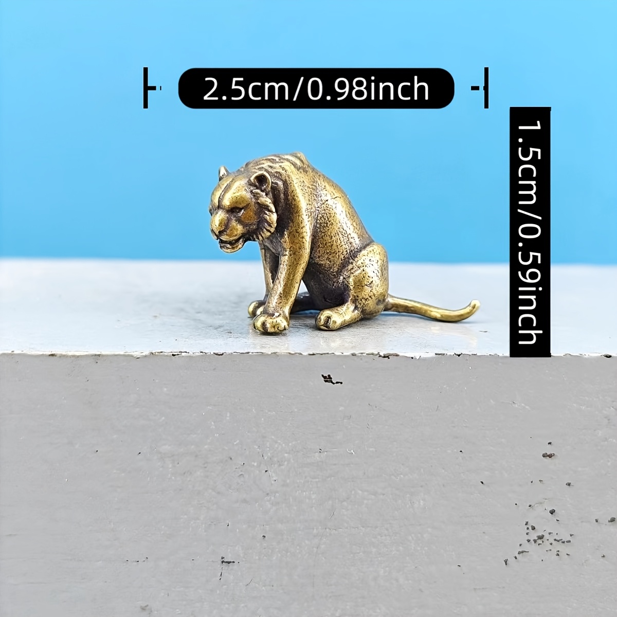 TEMU Brass Miniature Simulated Chinese Zodiac Lord Model Bonsai Aquarium Sand Table Micro Landscape Decoration Figurine, Tiger Miniature Statue
