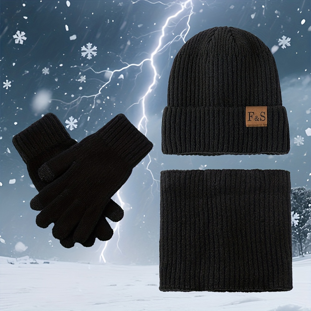 Lot de Trois Bonnets Tricotés Épais Doublés pour Jeunes - Automne et Hiver, Ensemble Mixte Unisexe, Bonnet Chaud Décontracté pour Extérieur, Bonnet de Ski Polyvalent et Tendance, Bonnet de Cyclisme, Bonnet de Crâne pour Temps Froid, Chapeaux de Saison,Bonnet élégant,Ajustement Extensible,Lavable en