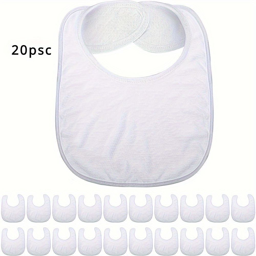 Image of 12-20pcs Sublimation Blanks White Bibs Decorating Washable Reusable Fabric Bib