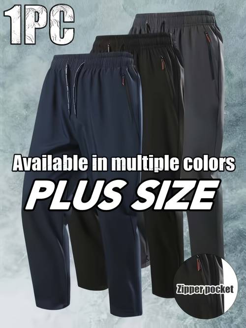 three color plate size mens wear mens casual sports jogging pants solid double sided zipper pockets soft fabric enlarged size suitable for all year round suitable for outdoor sports fitness daily and home casual wear