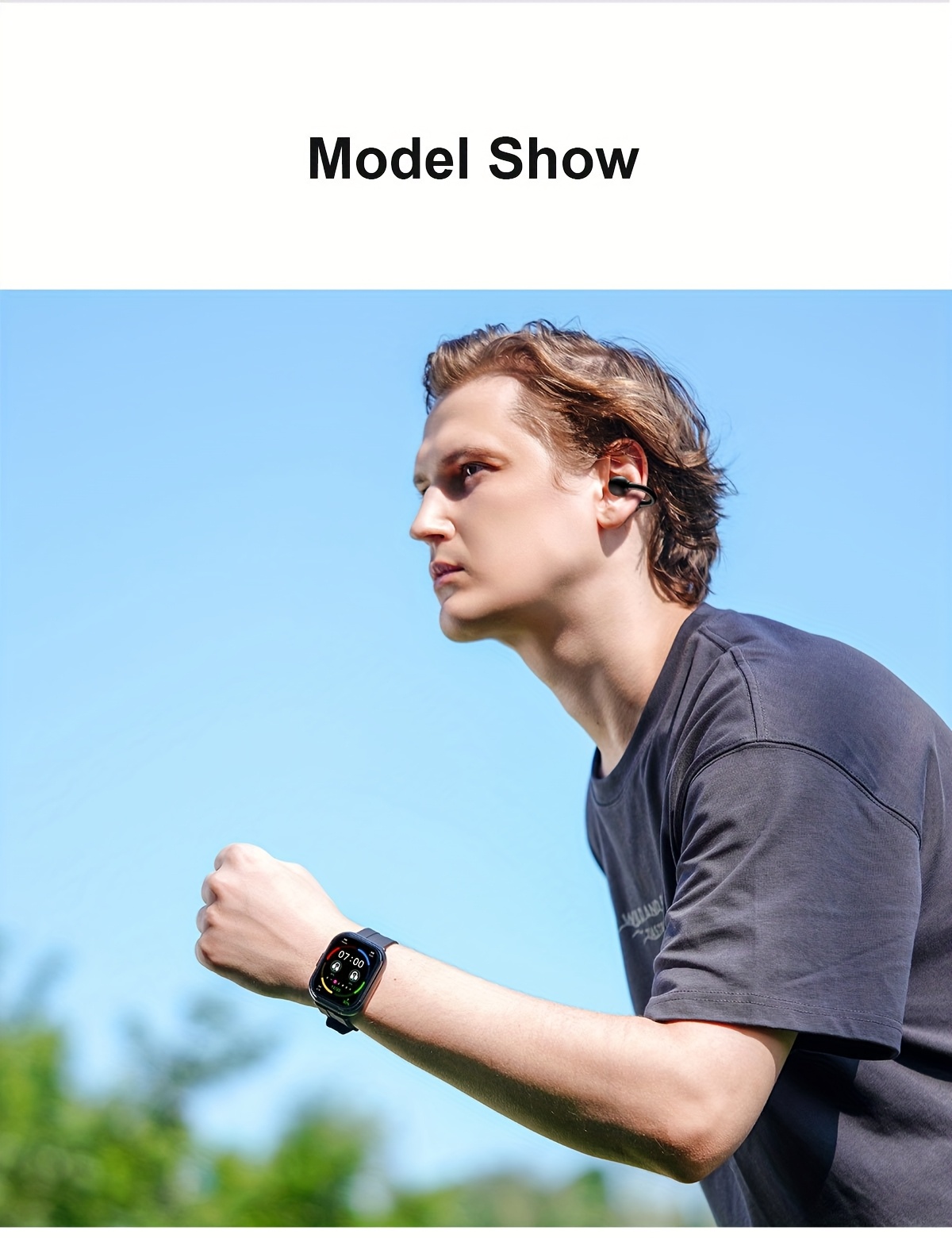 AI Voice Assistant High-Definition Touch Screen - Clip-On 2-in-1 Wireless Earphones Smartwatch, Multifunctional Smart Watch, Sedentary Reminder/Music Control