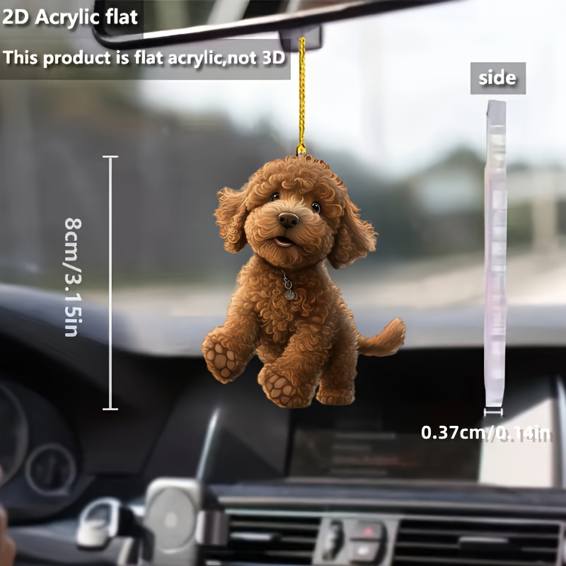 

Cute Teddy Dog Acrylic Hanging Ornament For Car Rearview Mirror, Creative Keychain Pendant, Festive Decoration For Home And Backpack Accessory - 1pc 2d Flat Design
