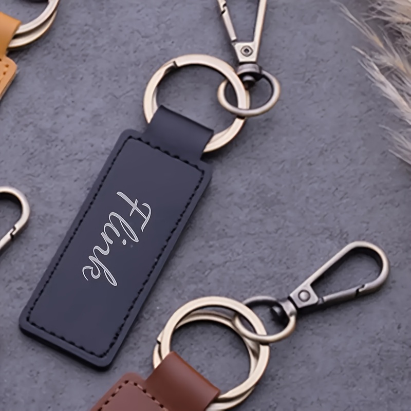 TEMU Portachiavi in Pelle PU Personalizzabile, Targhetta con e Numero, Anello Antismarrimento, 1 Confezione, per San Valentino, Natale, Festa del