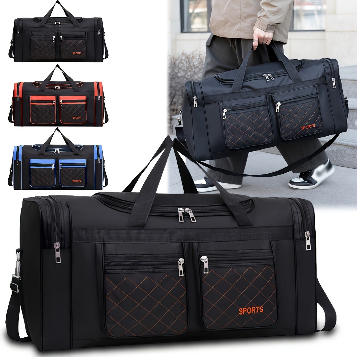 

Large Capacity Nylon Travel Bag, Casual Shoulder Luggage For , Hand Washable, Ideal For Short Trips & Business, Black