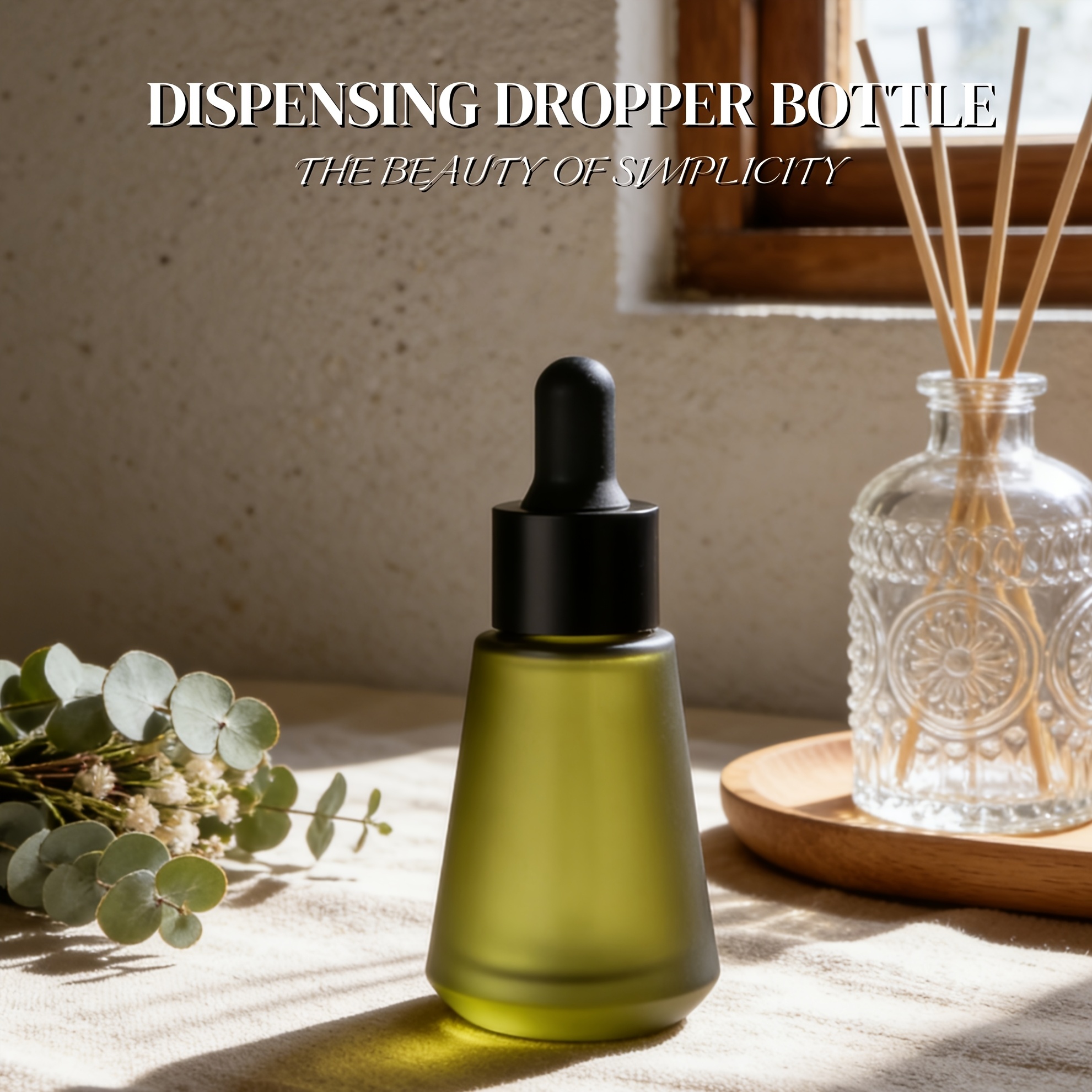 TEMU 15ml/30ml Olive Green Frosted Glass Dropper Bottle With European Rectangular & Tube Suitable For Essential Oils, Skincare Products,