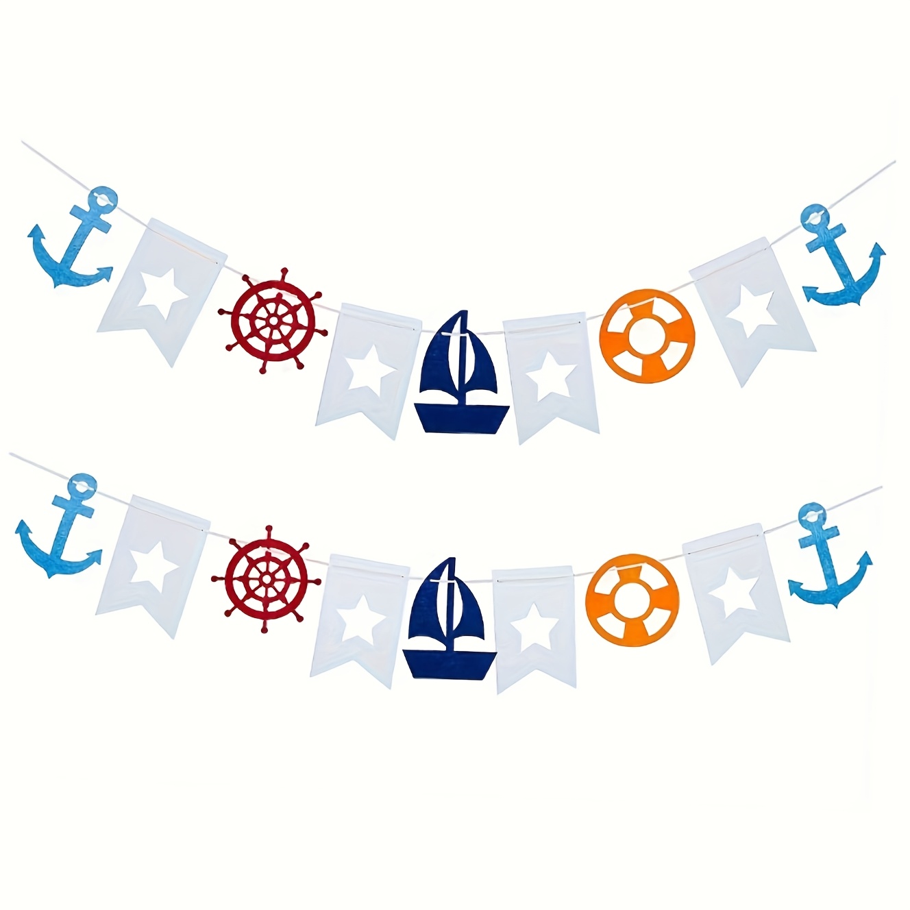 

Nautical Bunting Banner - Polyester 100% Felt Garland With Sailboat, Yacht, For Summer Room Decor, Cruise Door Decoration, Birthday Party, Shower, Anniversary