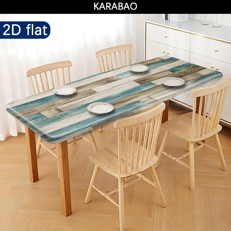 E-shop ., Tischdecke mit Elastischem Rand, Vintage Holzmaserung Blumenmuster - Modische Deko mit Praktischem Design, Leuchtende Farben, Zubehör für