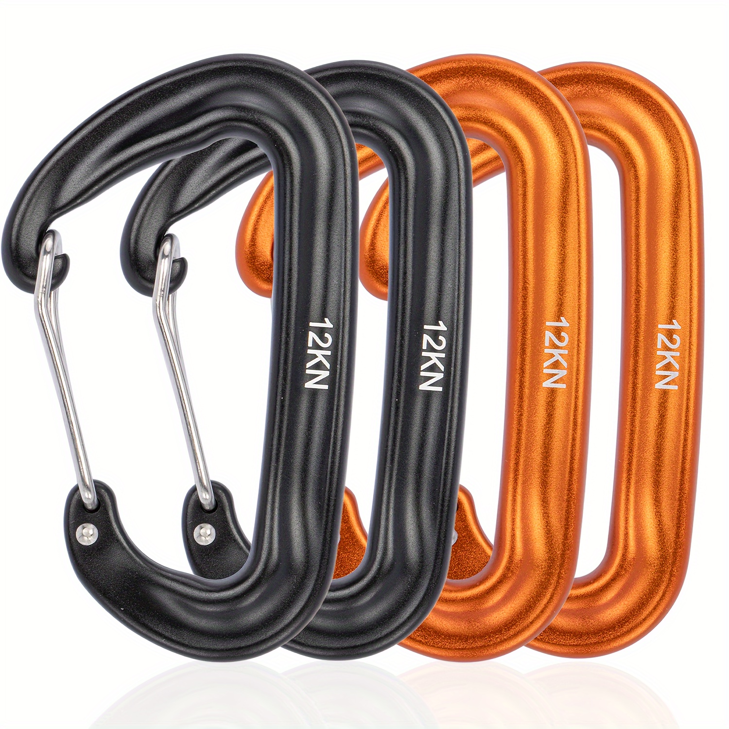 

4pcs Lightweight Aluminum Carabiner Clips - Wire Gate Hooks For Camping, Hiking & , Assorted Colors