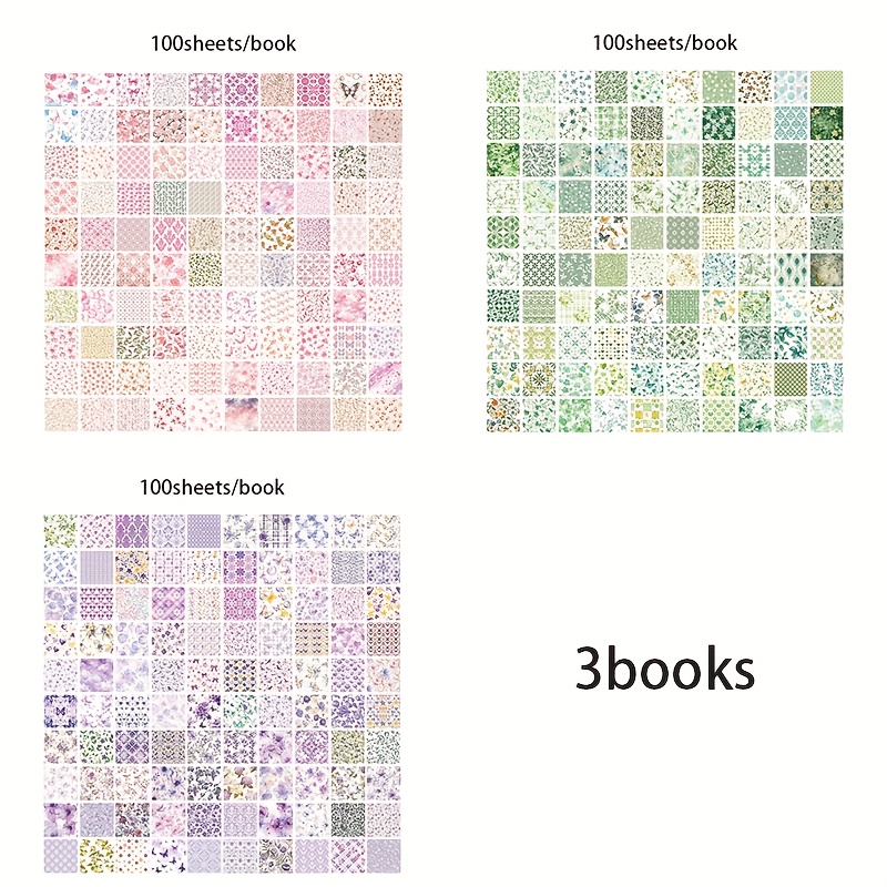 TEMU 100pcs/Bolsa Material Papel Tamaño Pequeño Serie Jardín Stickers Álbum de Recortes Material Libro Retro Memo Papel No Adhesivo Corte Notas