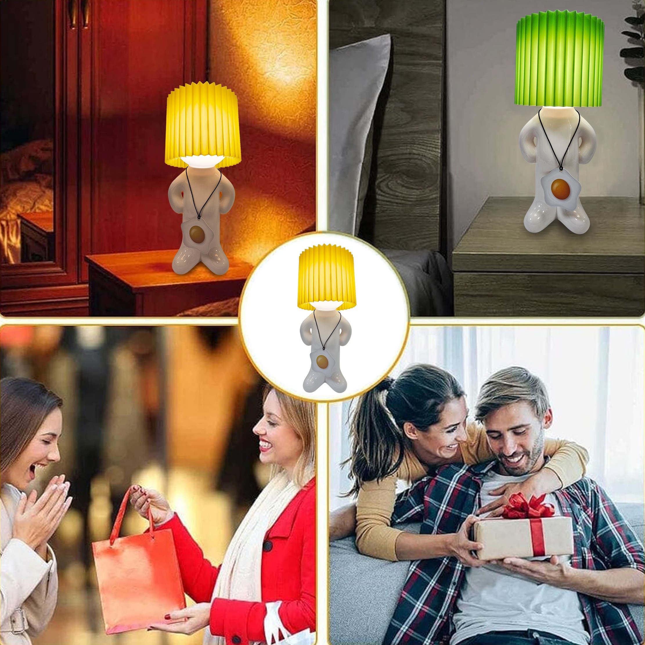 Dimmable Acrylic Table Lamp with LED Lights, Push Button Control, Non-Waterproof Polished Surface, Creative Shy Man Design, Artistic Decoration, Ideal for Indoor Reading and Festivities, Sans Cord