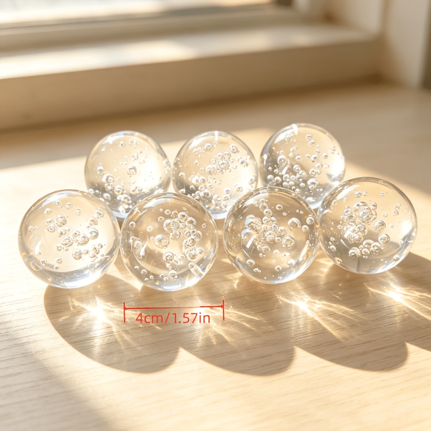 TEMU 7pcs Bubble Crystal Ball Ornaments With Transparent Glass Spheres, Desktop Decorations And Photo Background Props, Showcase Home Decor Craft