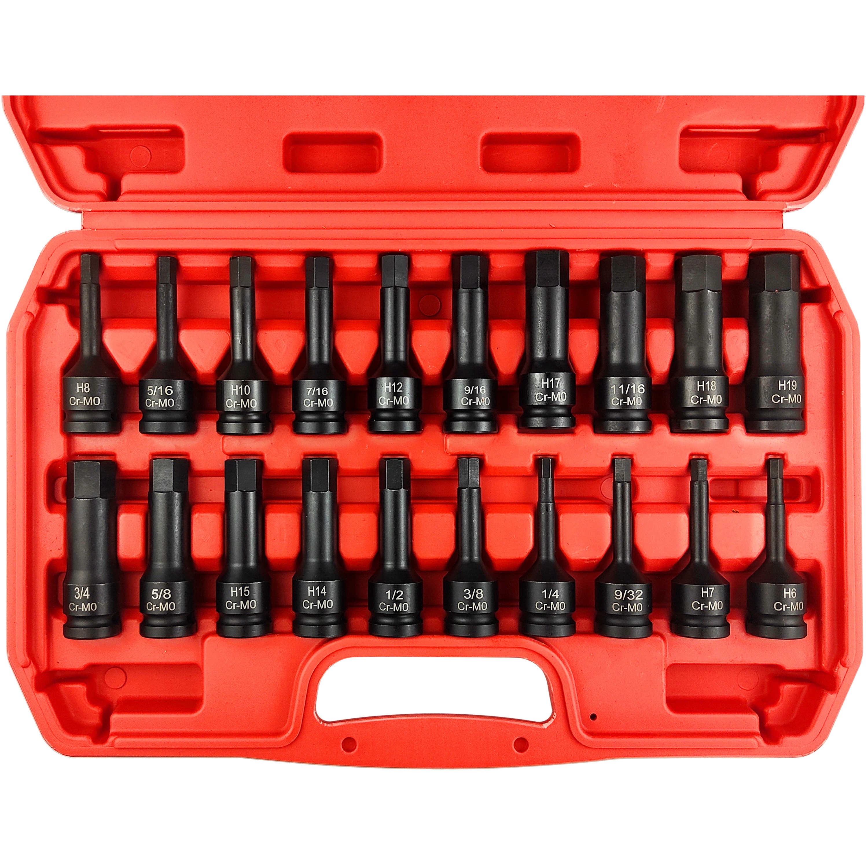 

20pcs 1/2" Impact Hex Bit Set, Allen Bit Socket Set, 1/4" - 3/4", 6mm - 19mm, Sae/metric, Cr-mo, Black Phosphate, Mechanical Tool Kit, Clearance Sale, Gifts For 's Day