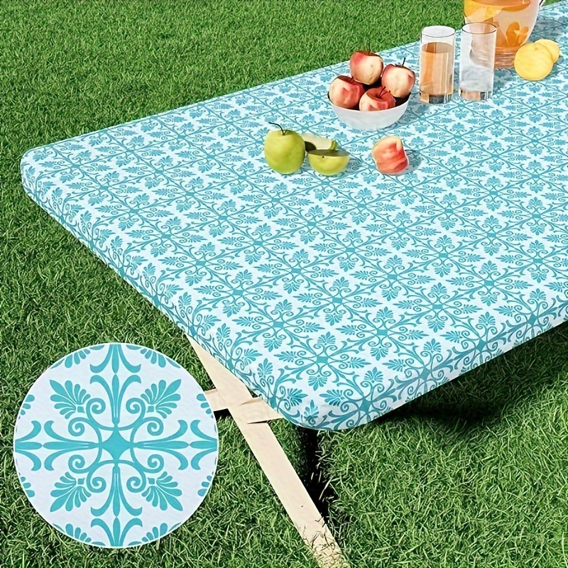 

1pc Waterproof Vinyl Tablecloth With Flannel Backing - Stain & Dust Resistant, Easy Clean, Perfect For Outdoor Camping, Picnics, Bbqs