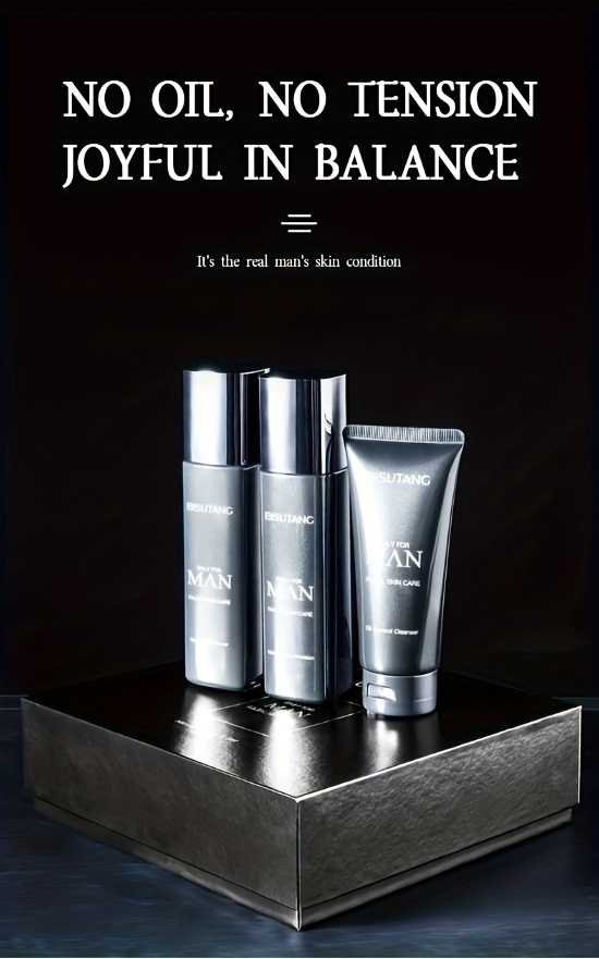 BISUTANG Ensemble de soins pour hommes 3 pièces avec Niacinamide comprenant un nettoyant visage, un tonique et un hydratant pour le soin de jour et de nuit. Il nettoie, hydrate et nourrit, convient à tous les types de peau, contient du collagène, et est une boîte cadeau de soins pour la peau qui hydrate