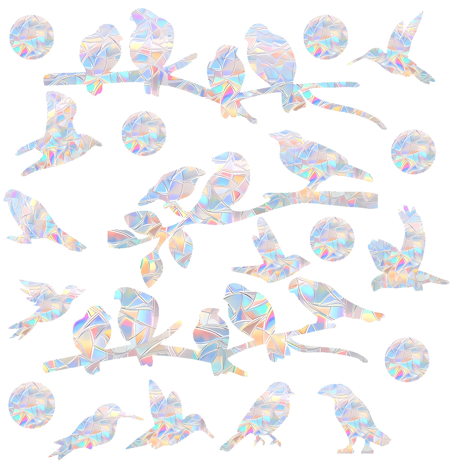 18pcs Bird Window Stickers Prevent Birds From Hitting Windows, Rainbow Sun Catcher Stickers No Glue Required, Non-adhesive Reusable Vinyl