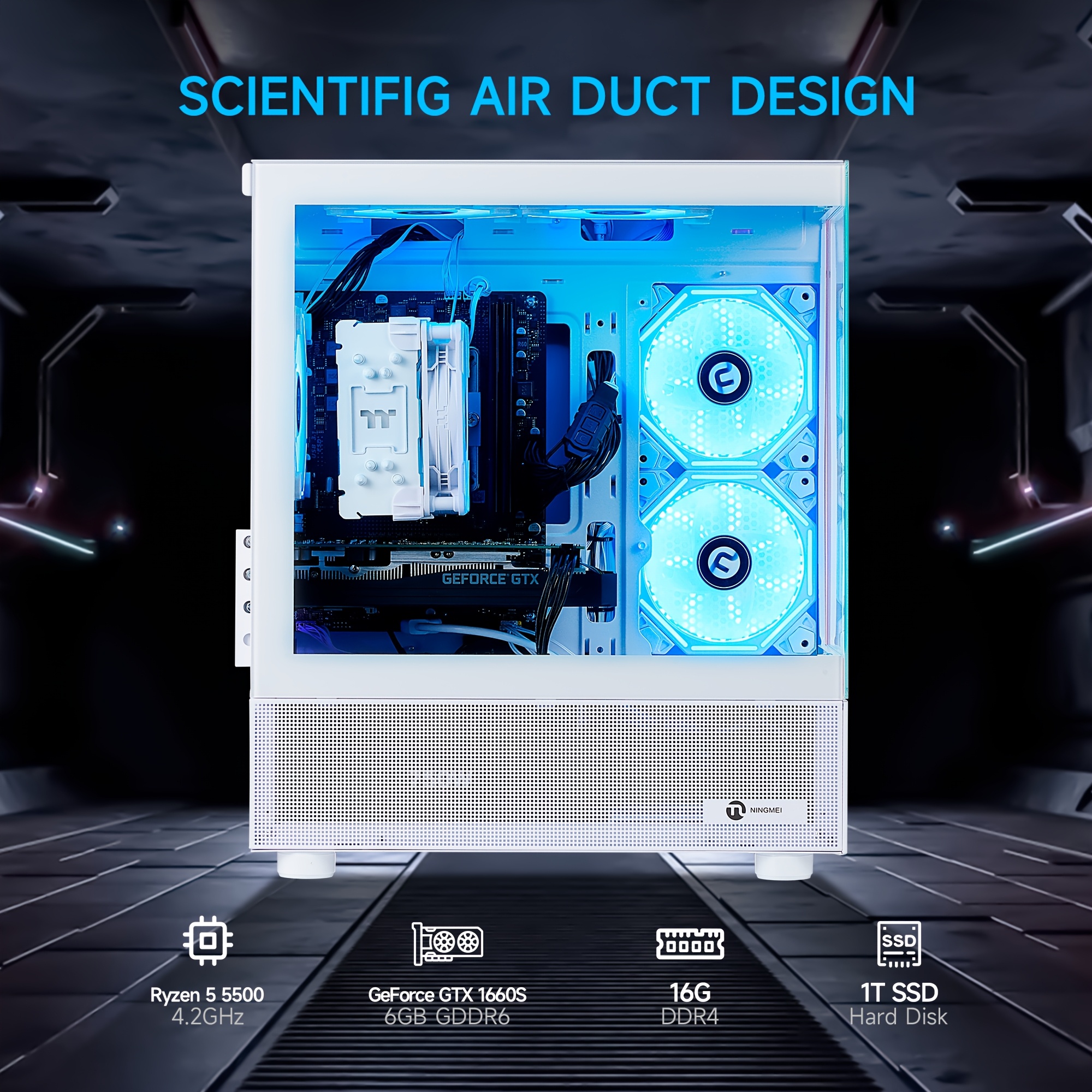 Gaming PC Desktop Computer, AMD Ryzen 5 5500 4.2 GHz