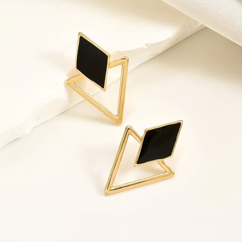 Geometric Triangle Dangle Earrings Resin Accents Vacation Novelty Earrings