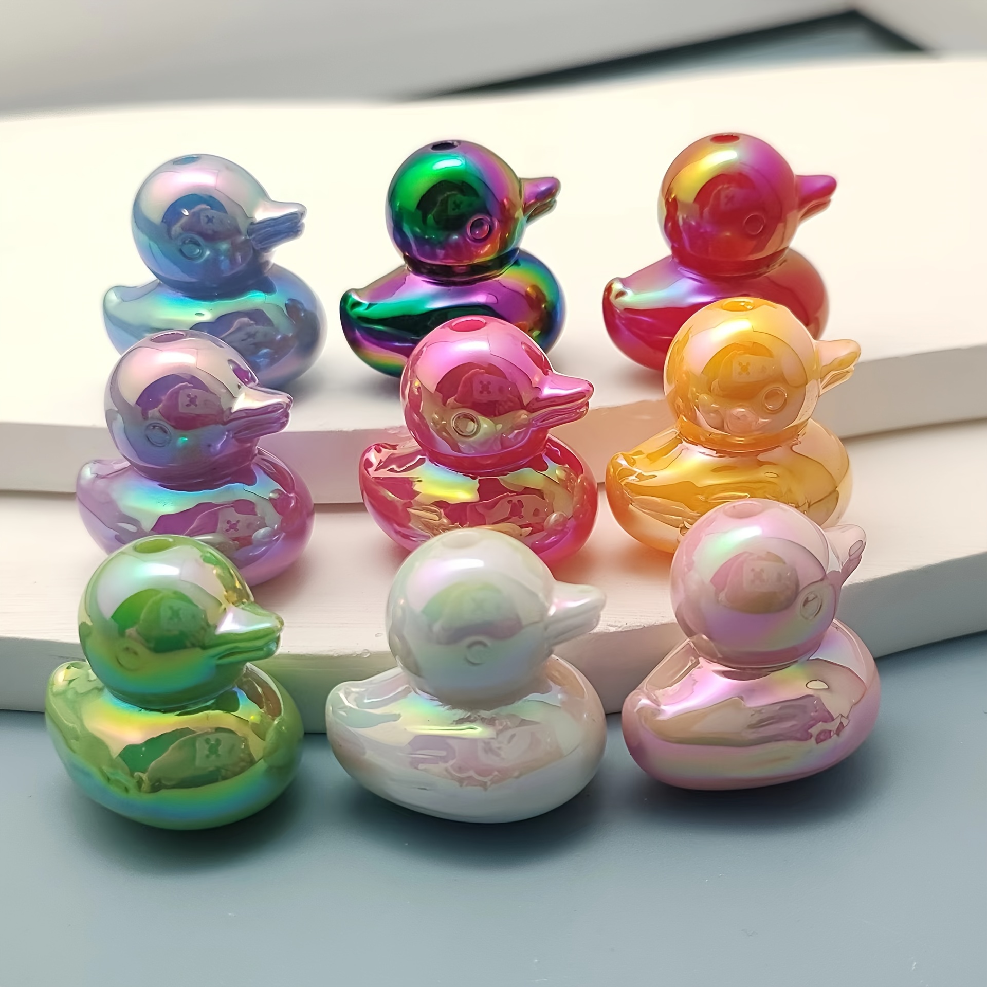 

adorable" 10pcs Colorful Duck-shaped Acrylic Beads - Versatile Charms For Diy Bracelets, Pen Decor & Crafts