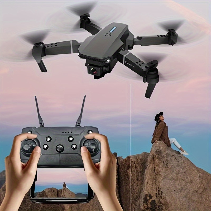E88 Pro Drone with 4K Camera, WiFi FPV 1080P HD Dual Foldable RC Quadcopter  Altitude Hold, Headless Mode, Visual Positioning, Auto Return Mobile App  Control, Black, 7.83 x 7.17 x 2.87 inches