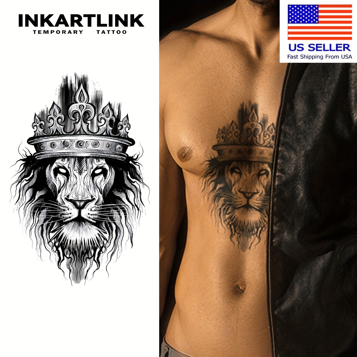 INKARTLINK Tattoo Tech, 2 листа, очень большая полуперманентная татуировка,  временные татуировки для взрослых, длится 1-2 недели, водонепроницаемая, р