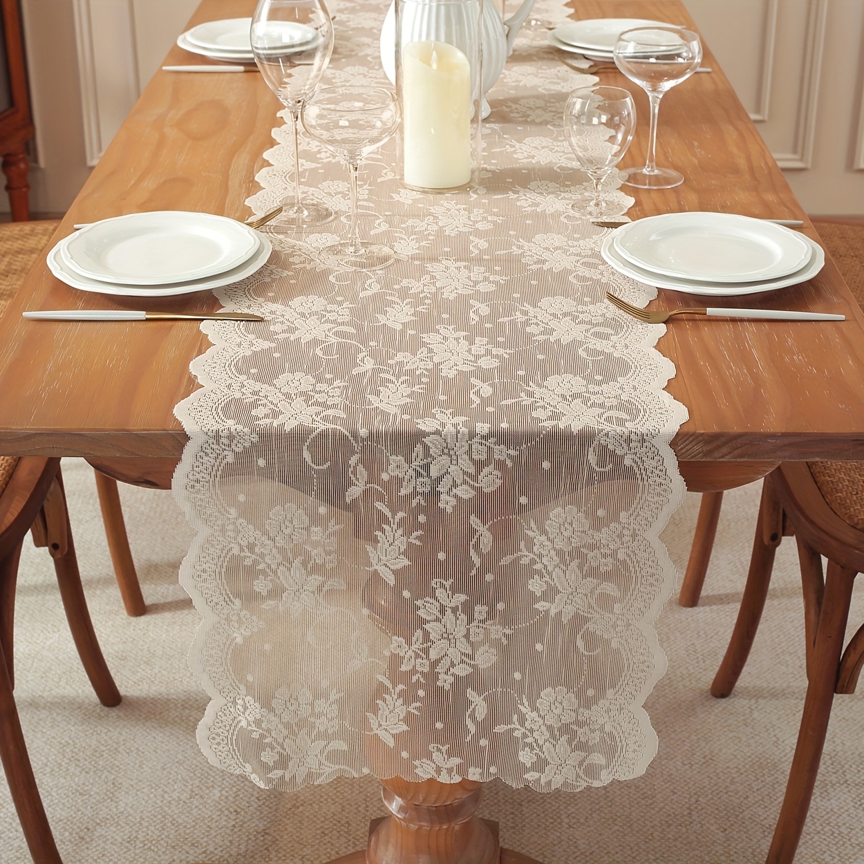 1panel french   jacquard transparent table runner fiber suitable for dining table coffee and tea table tea table accessory