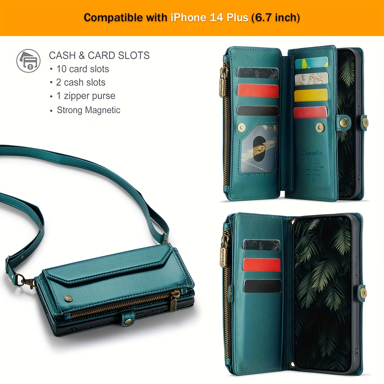 Wallet Phone Case Support Wireless Charging with Blocking Card Holder, Flip Folio Book Faux Leather Protective Phone Cover for iPhone 16e/16/11/12/13/14/15 Pro Max/15 Plus/13 Mini/7/8 Plus/SE 2022/SE 2020 - Image 86