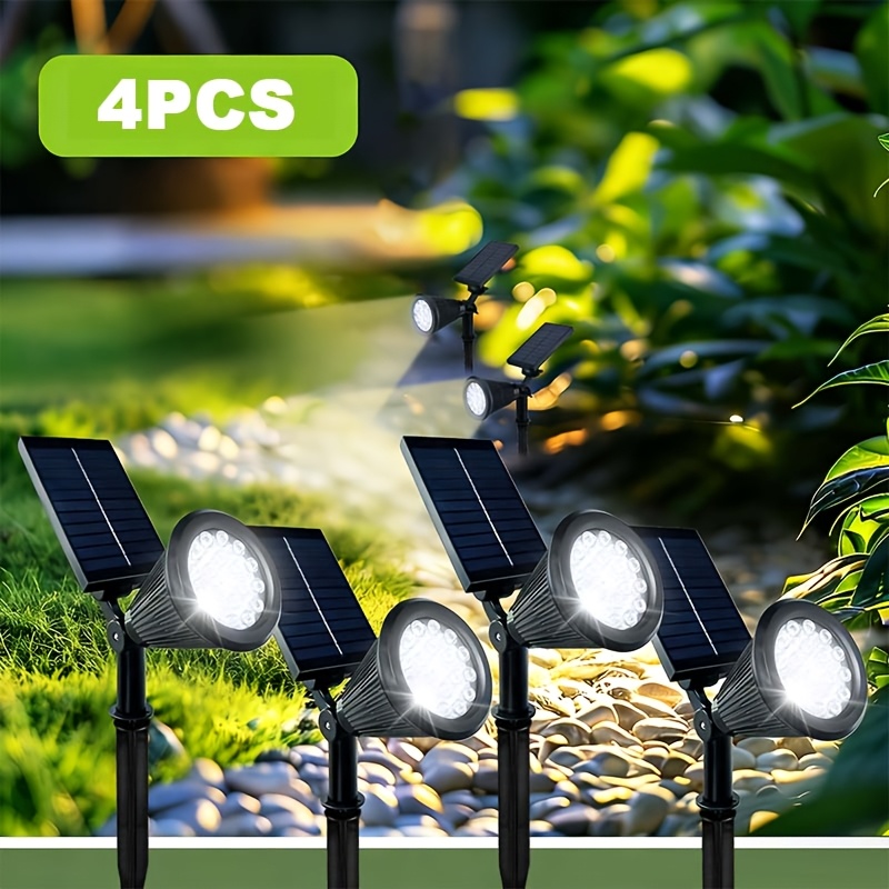TEMU 4/2/1pc Solar Spotlight Outdoor, Solar Outdoor Light Ip44, 18 Led Lights, Outdoor Decorative Landscape Spotlight Decorative Lighting, Solar