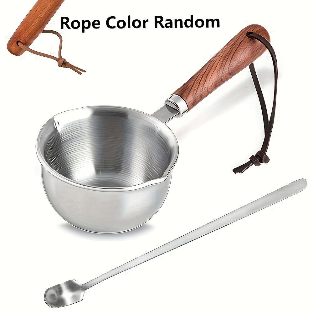 E-shop 10,15oz handgefertigtes Topf- Löffelset mit Holzgriff, geeignet für Kerzenherstellungsmaterialien, Haushaltsbedarf Wachsformmaterialien für
